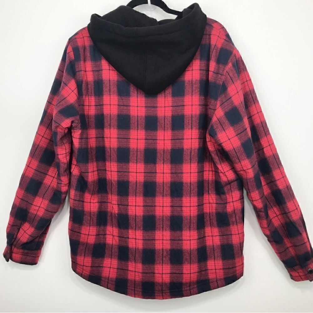 Zenthace Red Plaid Sherpa Fleece Lined Hooded Zip Up Jacket NEW - Picture 8 of 15